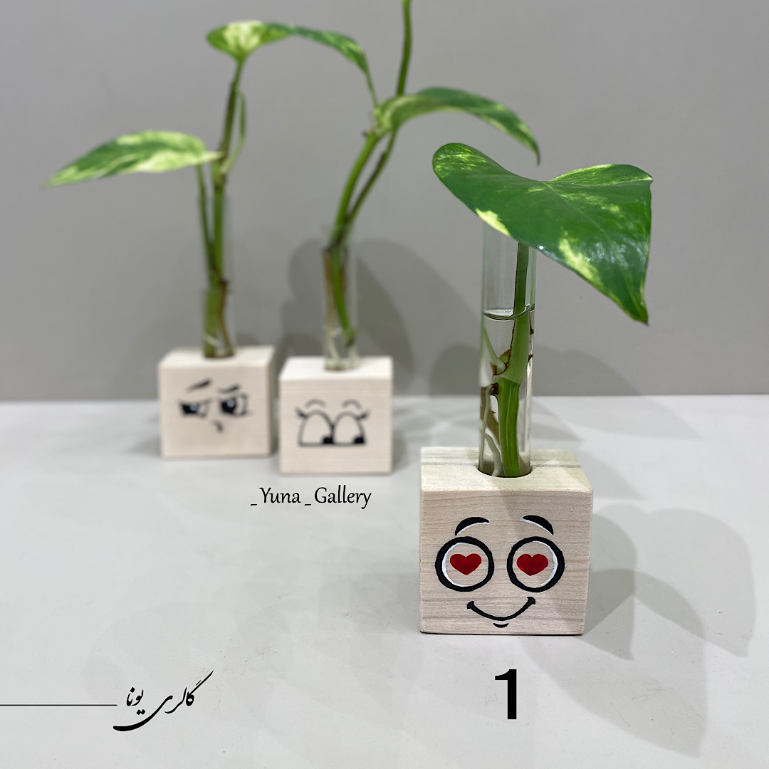 گلدان چوبی/شیشه ای طرح دار