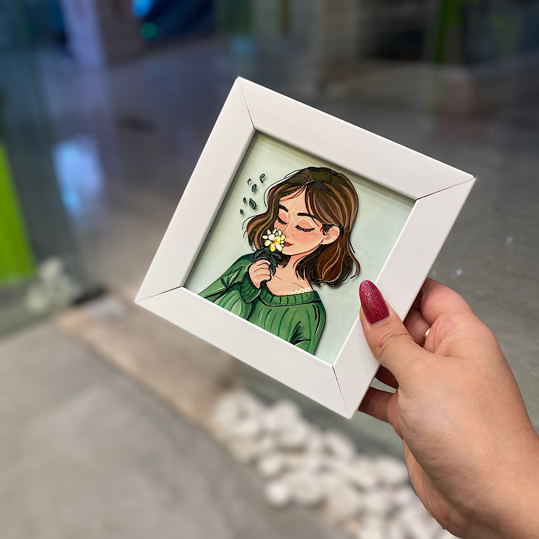 تابلو فانتزی دختر و گل